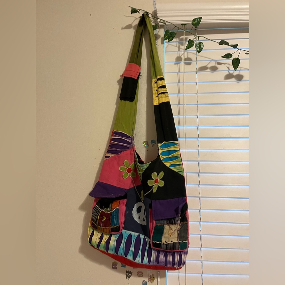 Rising International boho patchwork crossbody tote